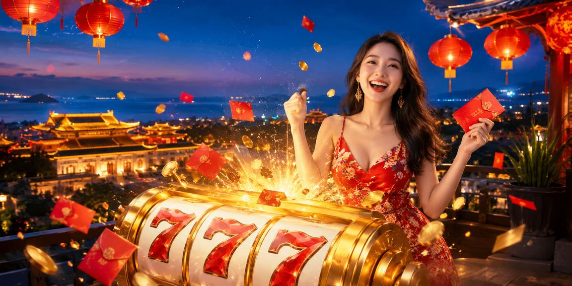Không gian đêm Huế với đèn lồng truyền thống, người chơi thử vận may với slot game trực tuyến