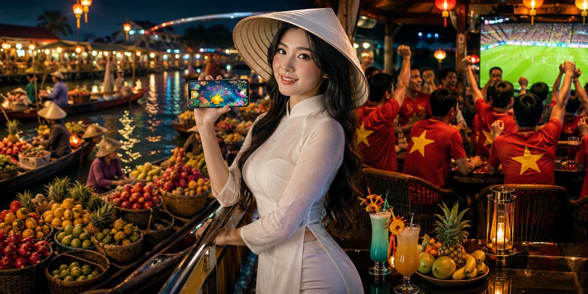 Trò chơi bắn cá điện tử mang hình ảnh sông Mekong và nón lá