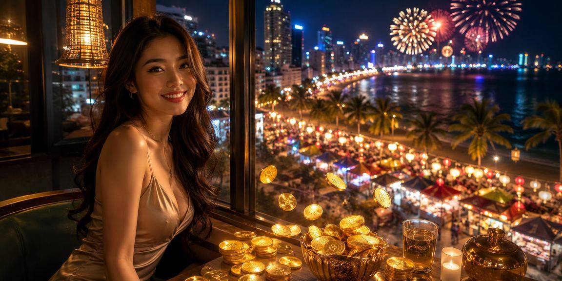Góc nhìn bờ biển Nha Trang buổi tối với không khí giải trí sôi động – cảnh tượng gợi nhớ đến trải nghiệm cá cược trực tuyến tại khu du lịch